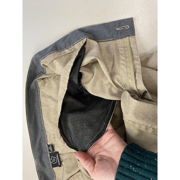 Burnside Shorts Mens 40 Beige Khaki Chino Flat Front Zip Pocket Stretch (42x10) - Picture 13 of 14